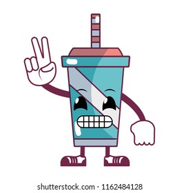 kawaii comical soda with arms and legs