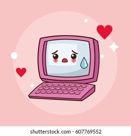 kawaii computer cry image