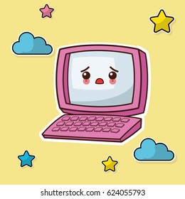 kawaii computer sad image