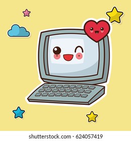 kawaii computer wink image