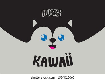 Diseño kawaii con vector editable husky listo para imprimir