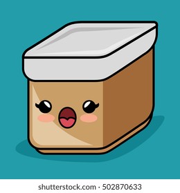 kawaii container kitchen icon graphic