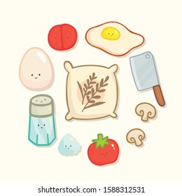 kawaii cooking  doodle flat vector illustration icon
