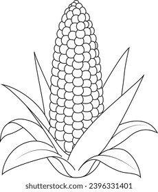 Kawaii corn coloring page for kids