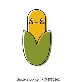 kawaii corn  vector illustration