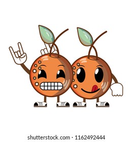 kawaii couple delicious orange fruit