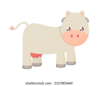 Kawaii Cow Design Over White