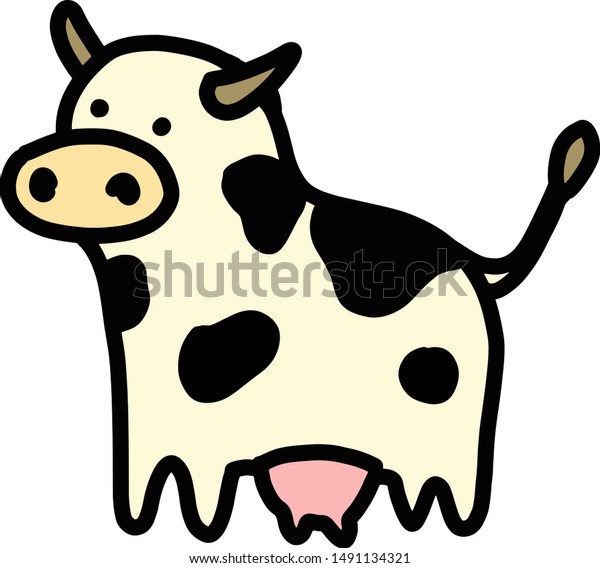 Kawaii Cow Hand Drawn Farm Animal Stock Vector Royalty Free