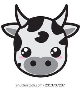 Kawaii cow, sweet and gentle, with adorable spots and expressive eyes. Ideal for decorating children's products, stationery, and items related to the farm, bringing a sense of calmness and coziness.
