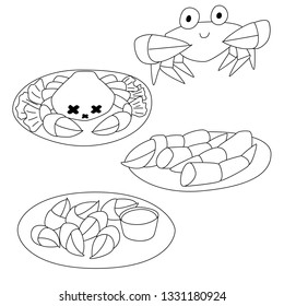 Kawaii Crab Menu Meals Set