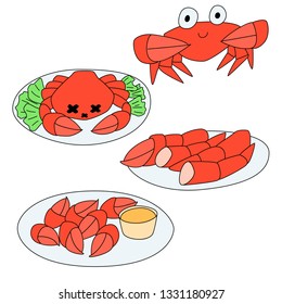 kawaii crab menu meals set