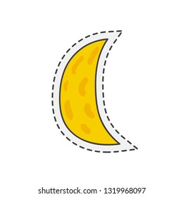 Kawaii crescent moon. Cute hand drawn colored vector illustration.