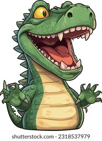 kawaii Crocodile singing sticker, white background