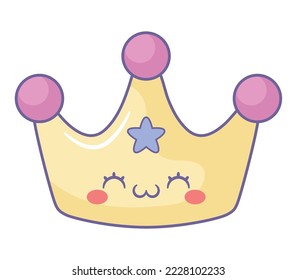 kawaii crown design over white