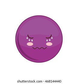Kawaii cry sphere expression cartoon face icon. Isolated and flat illustration