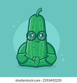 mascota de personajes de pepino kawaii con expresión triste caricatura aislada de diseño de estilo plano