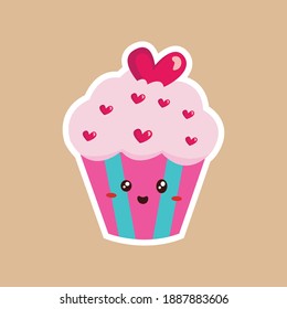 Kawaii cup cake love cute cartoon valentine days