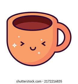 kawaii cup coffee food icon