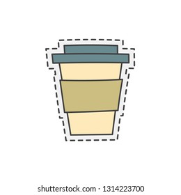 Kawaii cup of coffee. Hand drawn colored vector illustration.