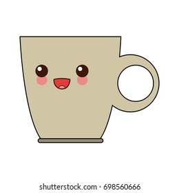 kawaii cup of coffee handle beverage cartoon