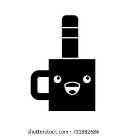 kawaii cup and pencil tool designer cartoon
