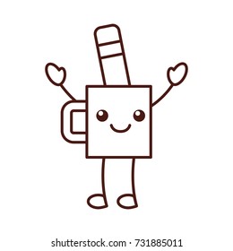 kawaii cup with pencil tool designer drawing element cartoon