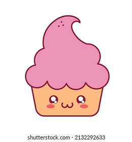 kawaii cupcake design over white