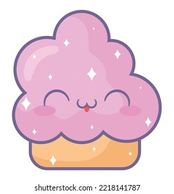 Kawaii Cupcake Design Over White Background