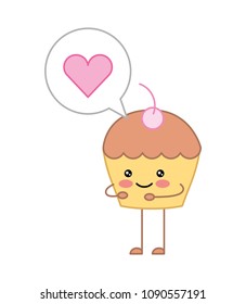 kawaii cupcake love bubble cartoon