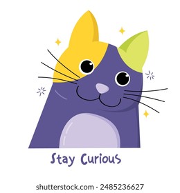 Kawaii curious cat illustration vector