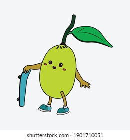 kawaii cute ambarella fill line icon fruit