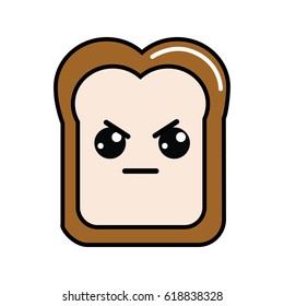 kawaii cute angry bread icon