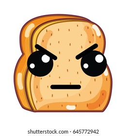 kawaii cute angry chopped bread