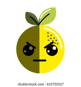 kawaii cute angry orange fruit