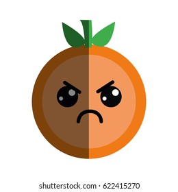 kawaii cute angry orange fruit