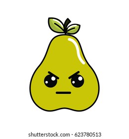 kawaii cute angry pear fruit