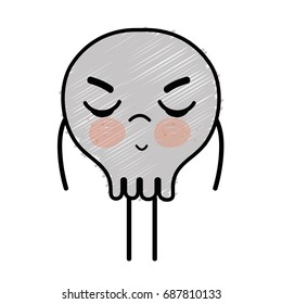 kawaii cute angry skull design
