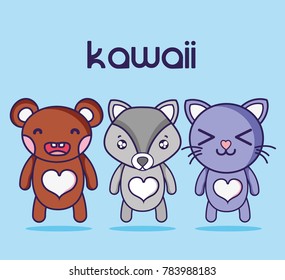 kawaii cute animal faces expression