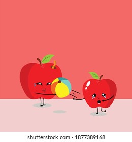 Kawaii Cute apple Illustration Character