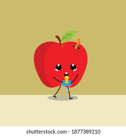Kawaii Cute apple Illustration Character