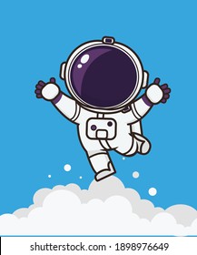  Kawaii Cute Astronaut Mascot  illustration 