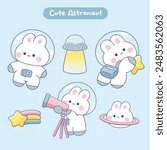 Kawaii Cute astronaut rabbit sticker collection.