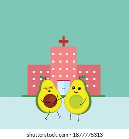 Kawaii Cute avocado Illustration Character