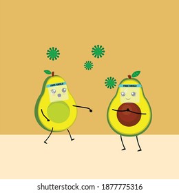 Kawaii Cute avocado Illustration Character