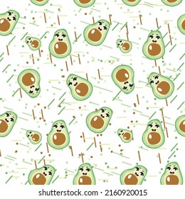 kawaii cute avocado with a smile