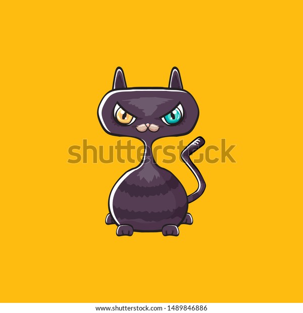 Kawaii Cute Black Halloween Cat Isolated Stock Vector Royalty Free