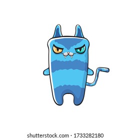 Kawaii Cute Blue Cat Isolated On Stock Vector (Royalty Free) 1733282180 ...