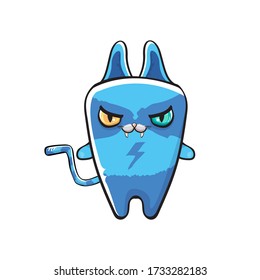 kawaii cute blue cat isolated on white background. Cartoon happy  kitten with big color eyes