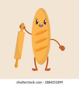 Kawaii cute bread cartoon food