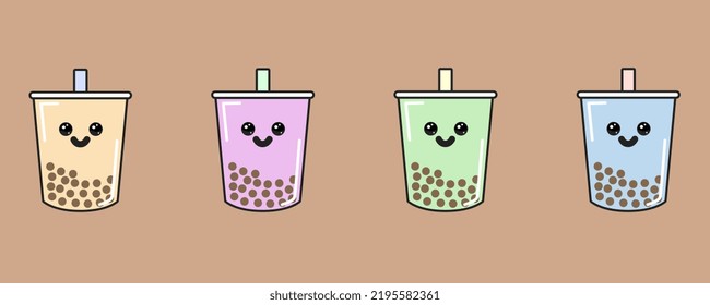 Kawaii or cute bubble tea avatars